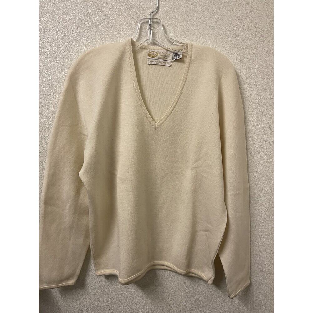Vintage Pebble Beach 100% Zephyr Wool Sweater Long Sleeve Size Measures S/M